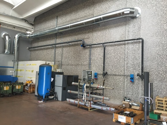 Impianto di degassing per stazione di ricarica batterie